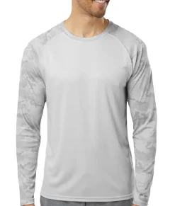 Men Nayked Apparel Workout Wear>Men'S Cayman Performance Upf Camo Colorblock Long Sleeve T-Shirt