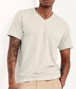 Men Nayked Apparel T-Shirts>Men'S Classic Cotton Short Sleeve V-Neck T-Shirt
