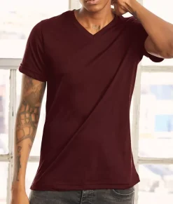 Men Nayked Apparel T-Shirts>Men'S Classic Soft Heathered Short Sleeve V-Neck T-Shirt