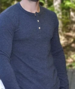 Men Nayked Apparel Shirts>Men'S Long Sleeve Ottoman Rib Knit Henley Shirt/Discontinued