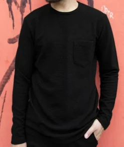 Men Nayked Apparel Shirts>Men'S Long Sleeve Ottoman Rib Knit Textured Fabric Tee/Discontinued