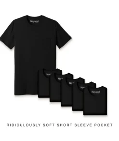 Men Nayked Apparel T-Shirts>Men'S 6Pk Ridiculously Soft 100% Cotton Pocket T-Shirt