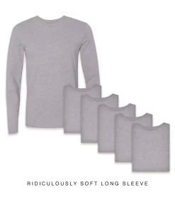 Men Nayked Apparel T-Shirt Packs>Men'S 6Pk Ridiculously Soft Long Sleeve 100% Cotton T-Shirt