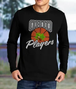 Men Nayked Apparel Shirts>Men'S Ridiculously Soft 100% Cotton Long Sleeve Graphic Tee | Ohio Players (Buckeye Leaf)