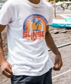 Men Nayked Apparel T-Shirts>Men'S Ridiculously Soft 100% Cotton Graphic Tee | Sunset Surfing