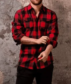 Men Nayked Apparel Shirts>Men'S Ridiculously Soft Button Down Plaid Flannel Shirt