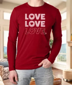 Men Nayked Apparel T-Shirts>Men'S Ridiculously Soft Cotton Long Sleeve Graphic Tee | Love Love Love