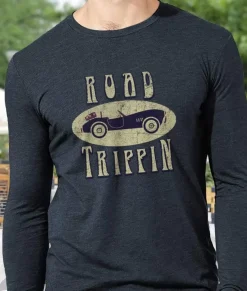 Men Nayked Apparel T-Shirts>Men'S Ridiculously Soft Lightweight Long Sleeve Graphic Tee | Road Trippin