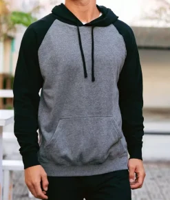 Men Nayked Apparel Workout Wear>Men'S Ridiculously Soft Midweight Raglan Colorblocked Hooded Sweatshirt