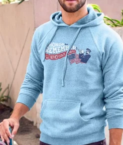 Men Nayked Apparel Shirts>Men'S Ridiculously Soft Midweight Raglan Hooded Graphic Sweatshirt | Honor And Remember