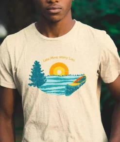 Men Nayked Apparel T-Shirts>Men'S Ridiculously Soft Midweight Graphic Tee | Lake More Worry Less