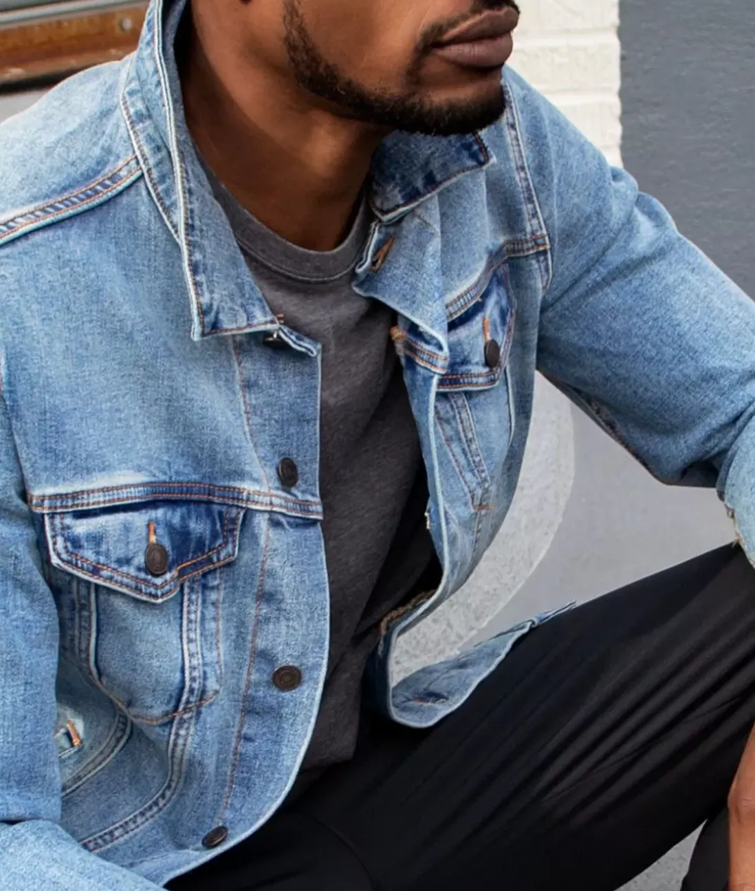 Men Nayked Apparel Shirts>Men'S Soft Vintage Denim Jacket