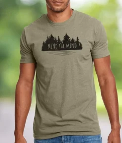 Men Nayked Apparel T-Shirts>Ridiculously Soft Crew Neck Graphic T-Shirt | Mend The Mind-Treeline And Lake Graphic