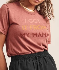 Women Nayked Apparel T-Shirts>Ridiculously Soft Heather Sueded Graphic Tee | I Got It From My Mama