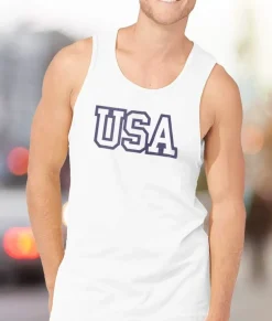 Men Nayked Apparel Shirts>Ridiculously Soft Men'S Usa Text Tank