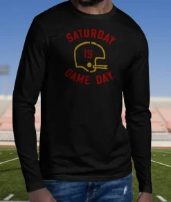 Men Nayked Apparel T-Shirts>Ridiculously Soft Saturday Is Game Day Graphic Long Sleeve Crew Neck T-Shirt