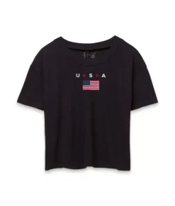 Women Nayked Apparel T-Shirts>Ridiculously Soft Women'S Cropped Flag Tee