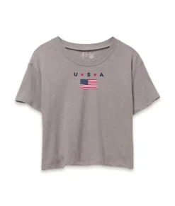 Women Nayked Apparel Tops>Ridiculously Soft Women'S Cropped Flag Tee