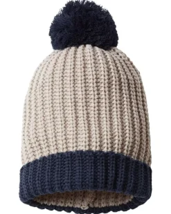Women Nayked Apparel Accessories>Soft Chunky Knit Two-Tone Hat With Pom Pom And Solid Color Beanie With Pom Pom And Cuff