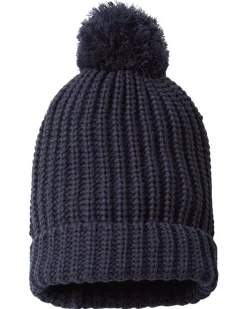 Men Nayked Apparel Accessories>Soft Chunky Knit Two-Tone Hat With Pom Pom And Solid Color Beanie With Pom Pom And Cuff