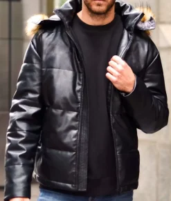 Men Nayked Apparel Outerwear>Vegan Leather Recycled Puffer Jacket
