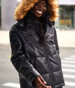 Men Nayked Apparel Outerwear>Vegan Leather Recycled Puffer Jacket