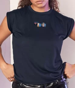 Women Nayked Apparel Tops>Women'S Ridiculously Soft Flowy Rolled Cuff Muscle Graphic Tee | Loved