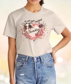 Women Nayked Apparel Tops>Women'S Ridiculously Soft Oversized Sueded Graphic T-Shirt | I Can Buy Myself Flowers