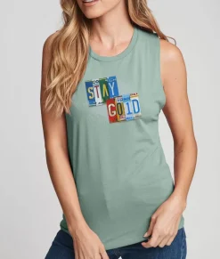Women Nayked Apparel Tops>Women'S Ridiculously Soft Festival Graphic Muscle Tank | Stay Gold