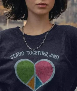Women Nayked Apparel T-Shirts>Women'S Ridiculously Soft Oversized Graphic Tee | Stand Together And Love One Another