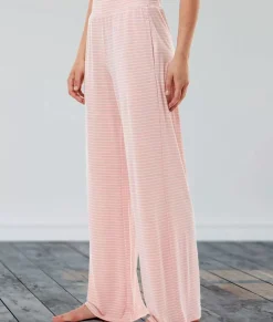 Women Nayked Apparel Bottoms Skirts & Dresses>Women'S Ridiculously Soft Shirred Wide Leg Fine Line Striped Lounge Pants