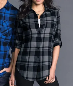 Women Nayked Apparel Tops>Women'S Ridiculously Soft Plaid Flannel Tunic Shirt