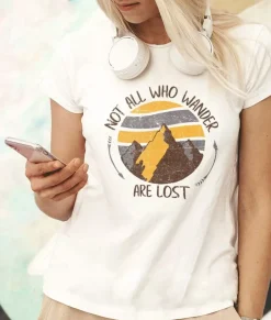 Women Nayked Apparel T-Shirts>Women'S Ridiculously Soft Graphic Tee | Not All Who Wander Are Lost