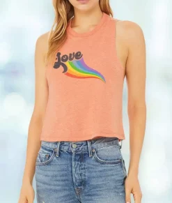 Women Nayked Apparel Tank Tops>Women'S Ridiculously Soft Cropped Graphic Racerback Tank | Love