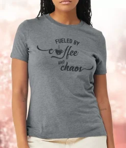 Women Nayked Apparel Tops>Women'S Ridiculously Soft Midweight Graphic Tee | Fueled By Coffee And Chaos