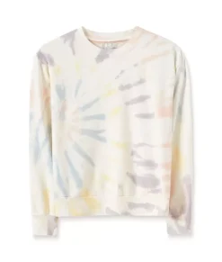 Women Nayked Apparel Tops>Women'S Soft Tie Dye Recycled Washed Terry Pullover Sweatshirt
