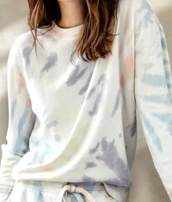 Women Nayked Apparel Hoodies & Sweatshirts>Women'S Soft Tie Dye Recycled Washed Terry Pullover Sweatshirt